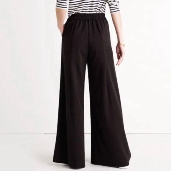 Madewell Caldwell Wide Leg Pull on Pleated Trouser Pants Size 4 Black E4257 *EUC - Picture 4 of 12